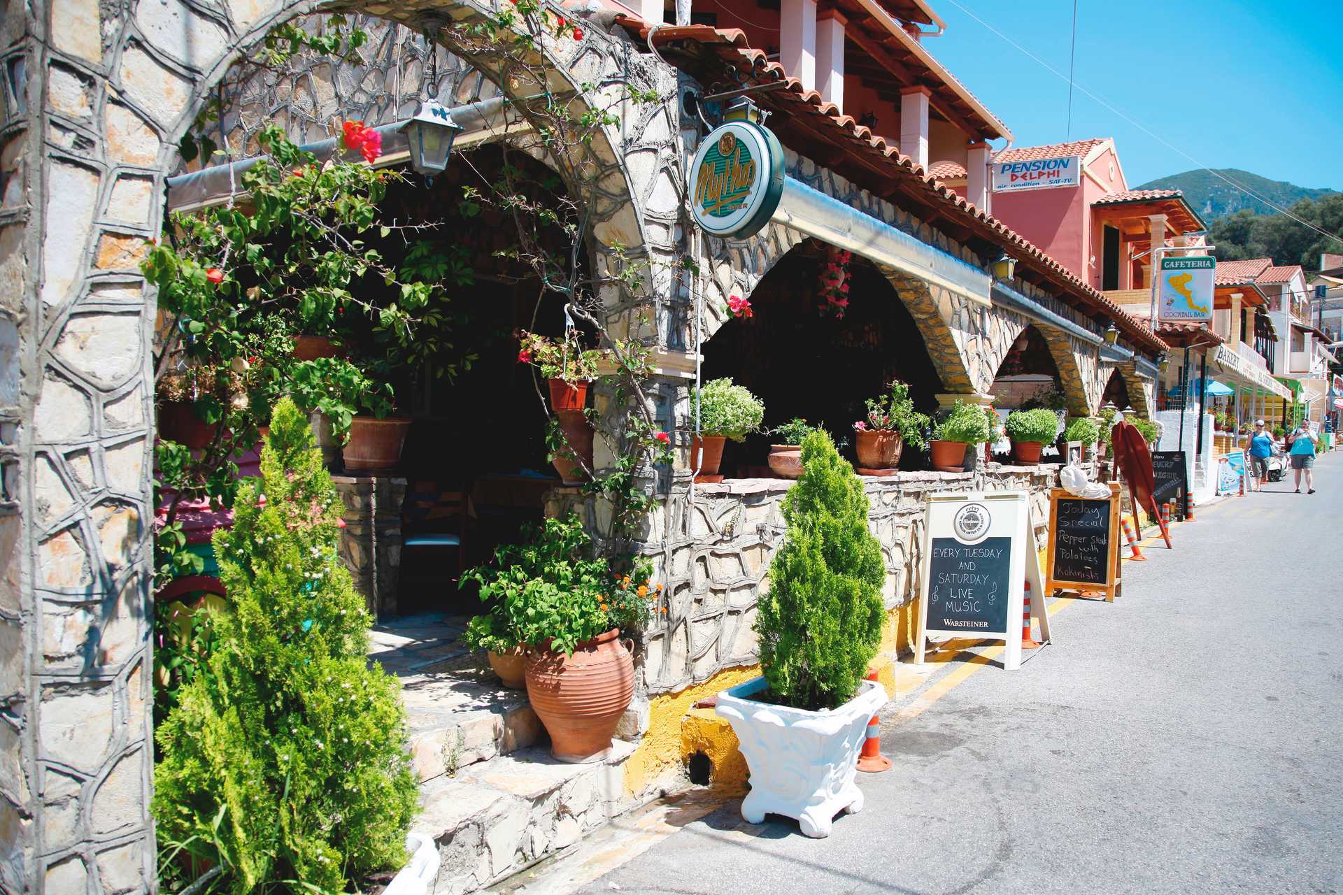 Ett hyggelig spisested i Agios Gordis på Korfu