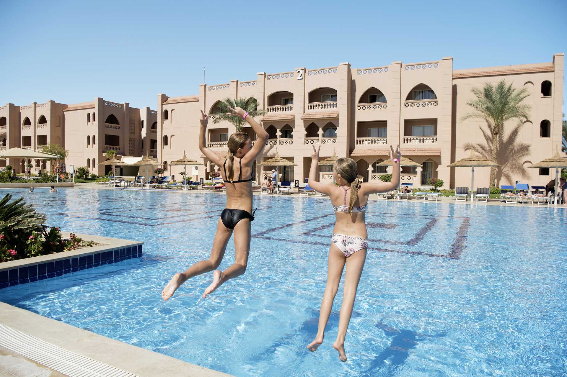 Bassengområdet til Aqua Vista i Hurghada, Egypt.