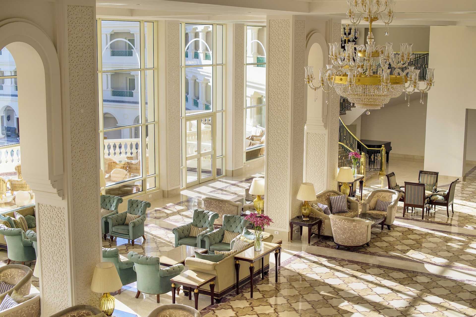 Lobbyen til Baron Palace Resort i Sahl Hasheesh, Egypt.