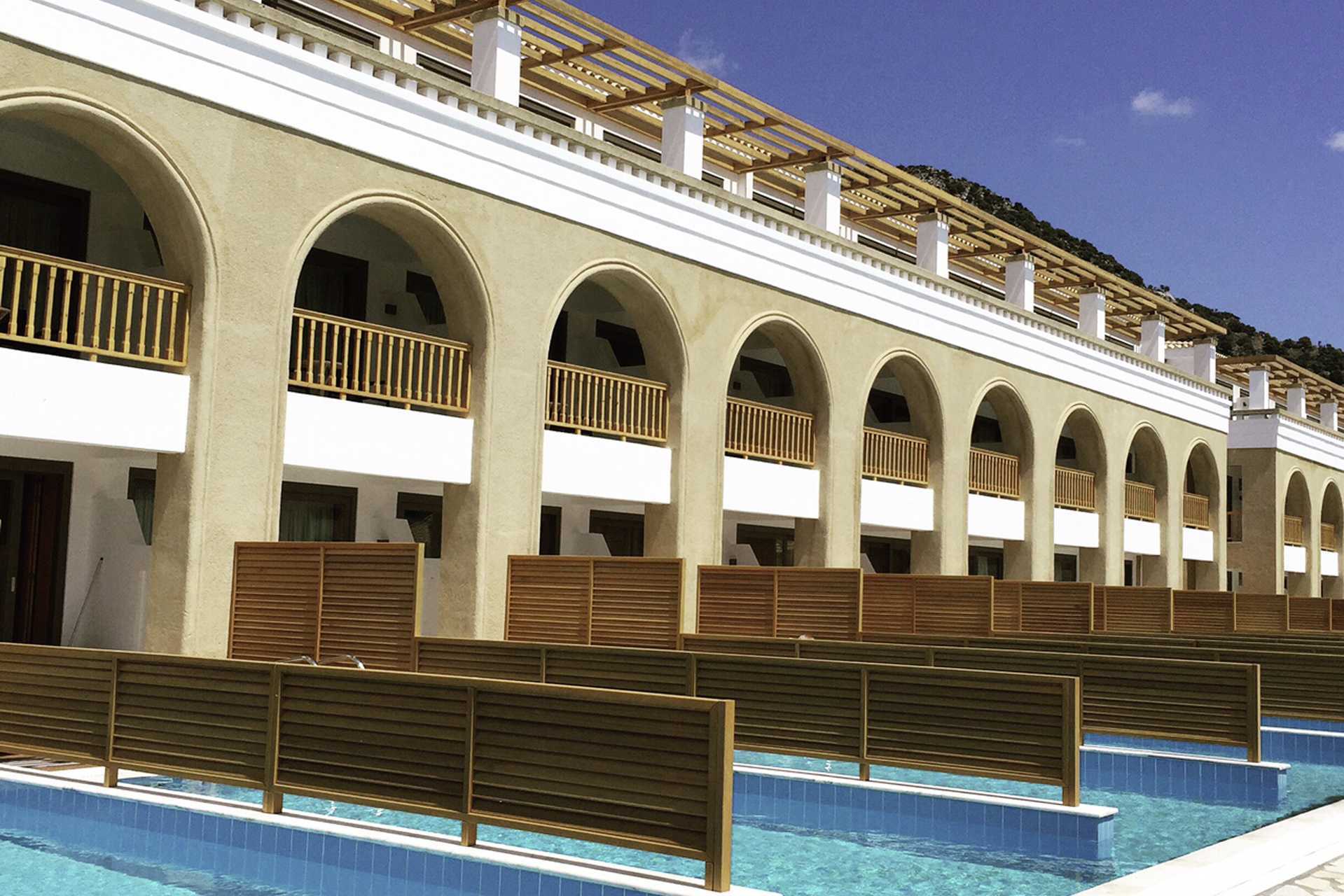 Dobbeltrom med privat basseng hotell Mitsis Blue Domes Resort &amp; Spa på Kos.