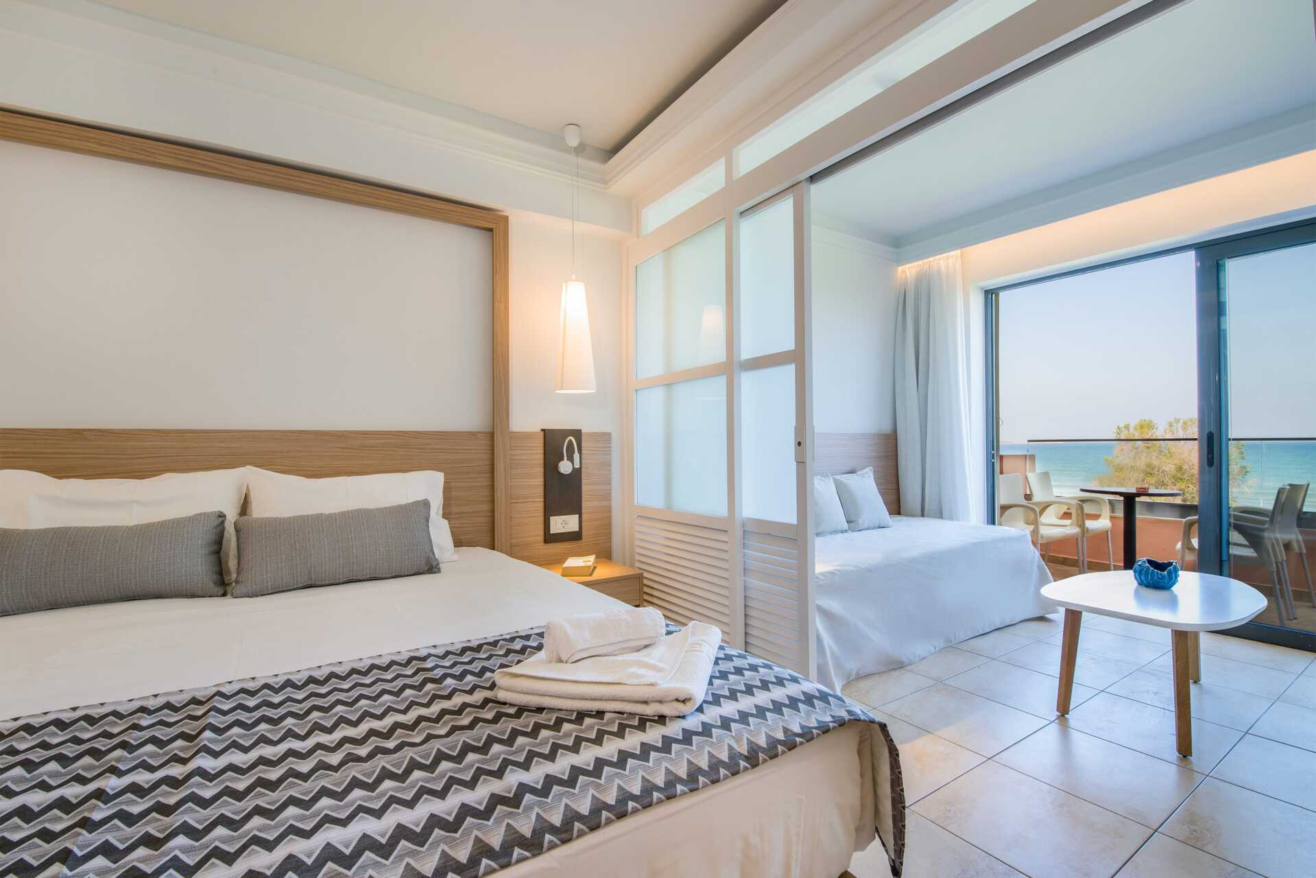 Ettromsleilighet på Kiani Beach Resort i Kalives på Kreta, Hellas.