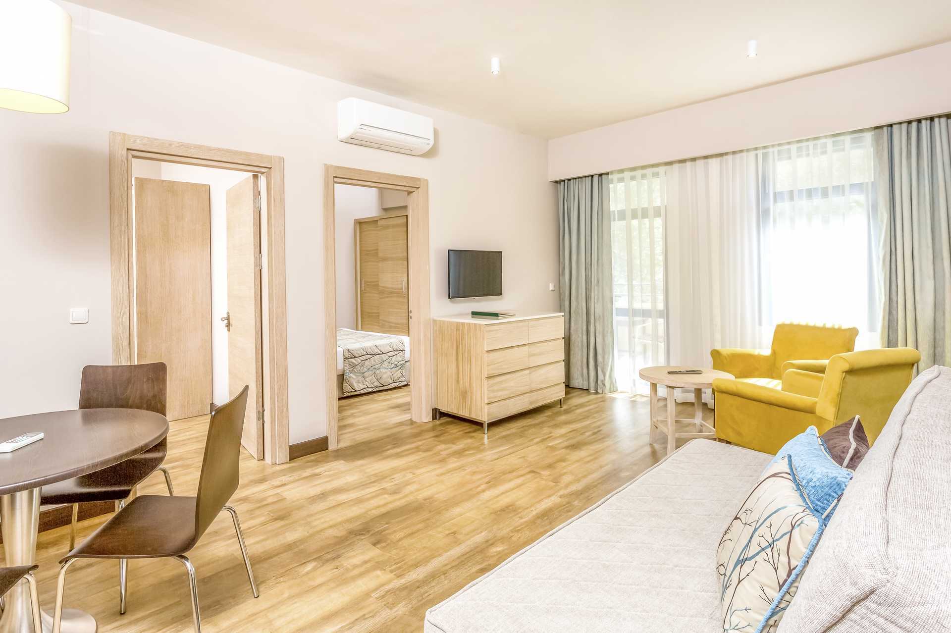 Familierom på Melas Holiday Village i Side, Tyrkia.