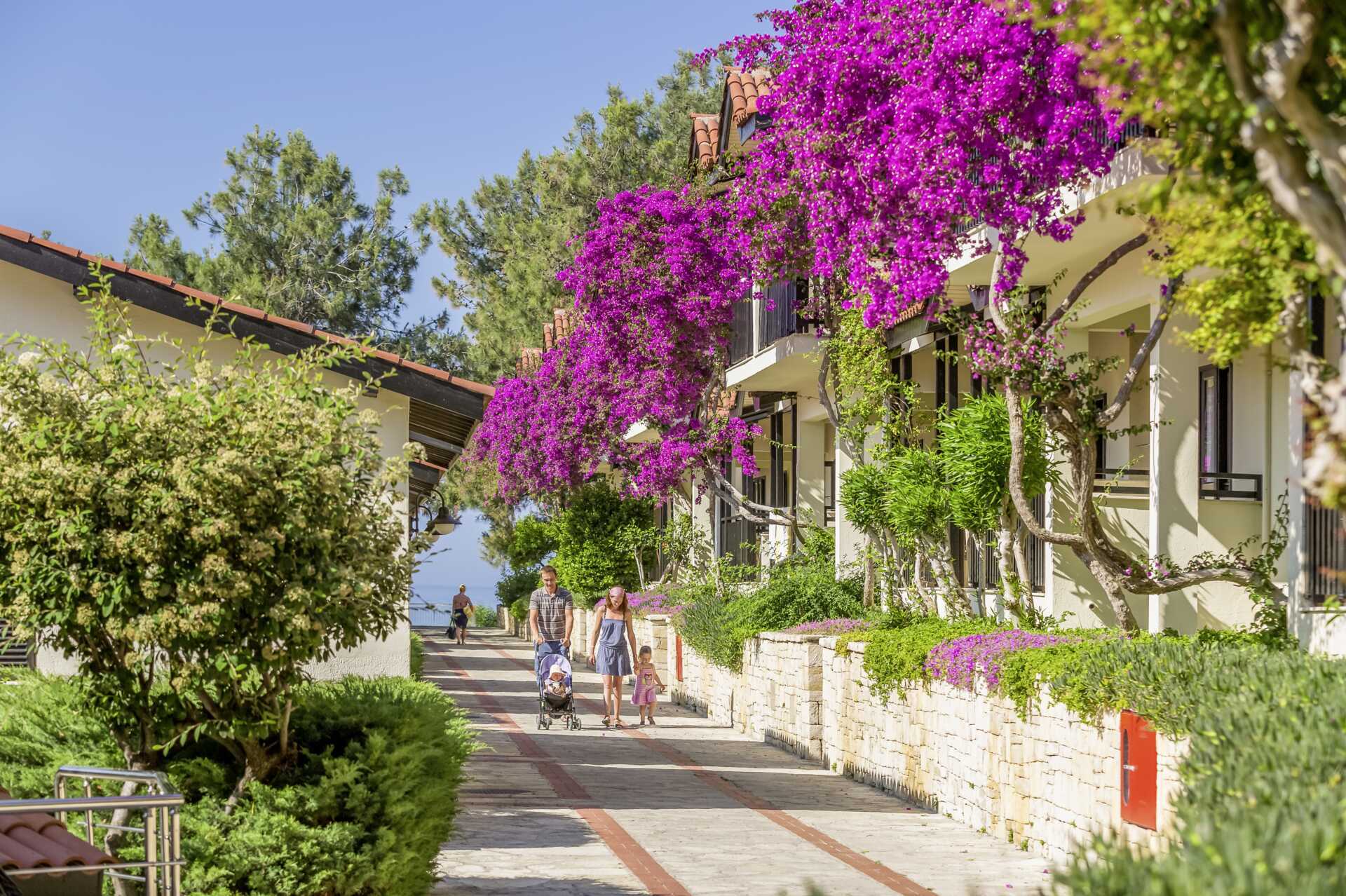 Familierom på Melas Holiday Village i Side, Tyrkia.