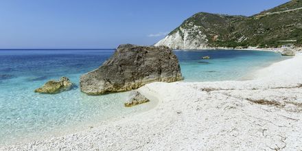 Strand i Karavados på Kefalonia, Hellas