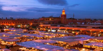 Djemaa el Fna-markedet i Marrakech i Marokko