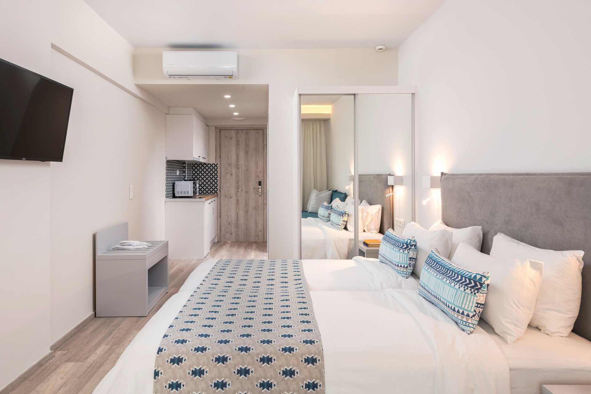Renovert ettromsleilighet på Bio i Rethymnon by på Kreta.