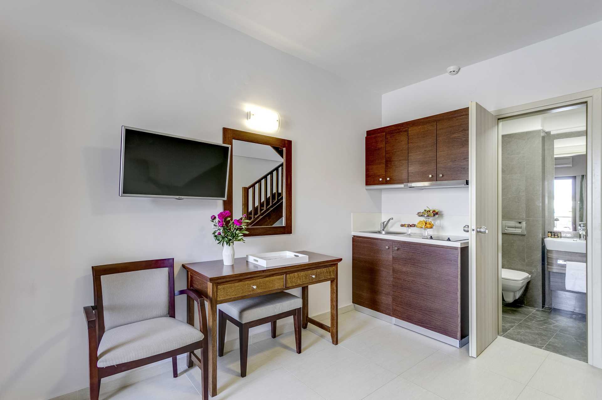 Toromsleilighet i etasje på Casa di Porto på Kreta, Hellas.