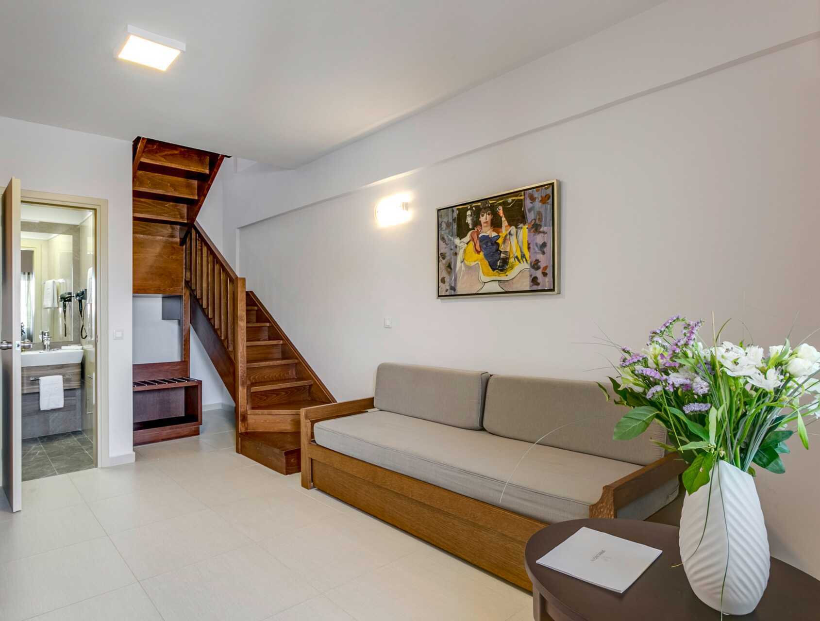 Toromsleilighet i etasje på Casa di Porto på Kreta, Hellas.